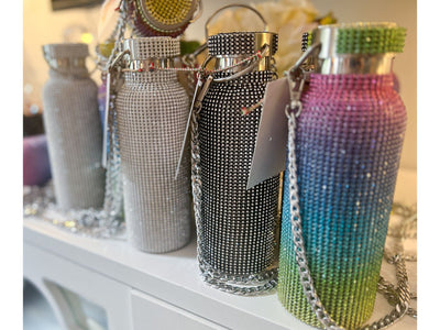 Bedazzled Water Bottles (With Silver Chain)